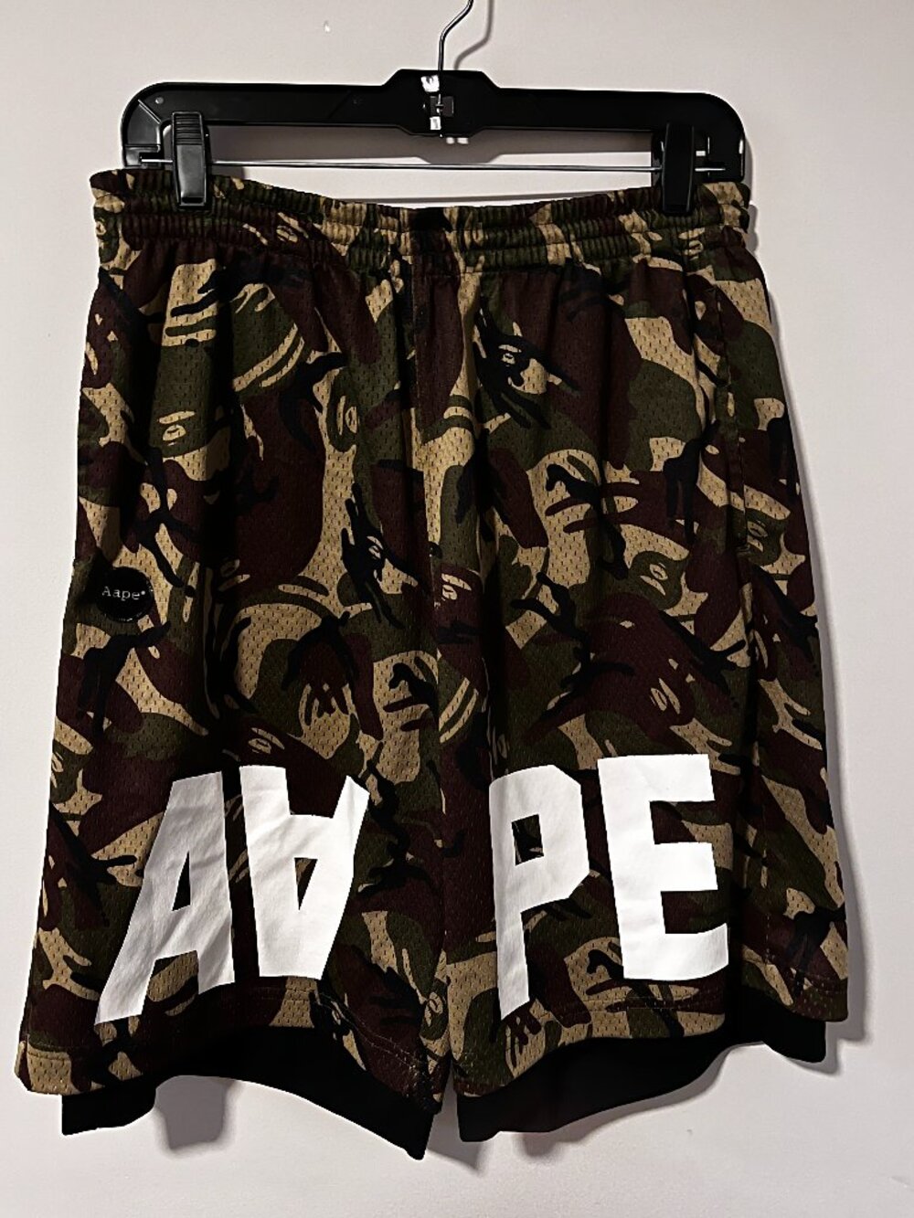 AAPE BY A BATHING APE Reversible Mesh Basketball Shorts Camo Black